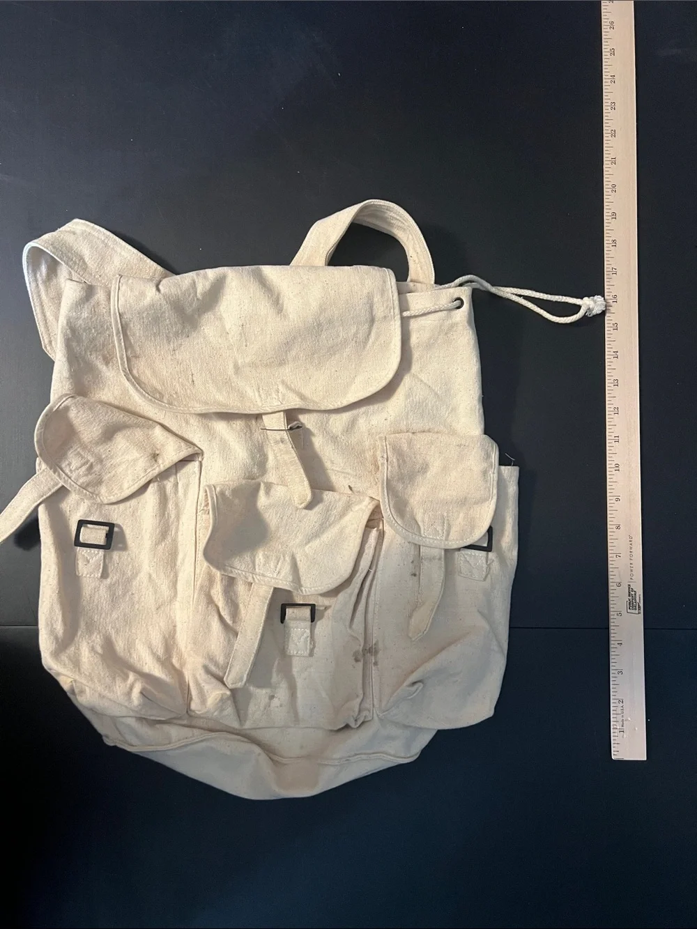 Canvas Drawstring Backpack in Natural Ivory